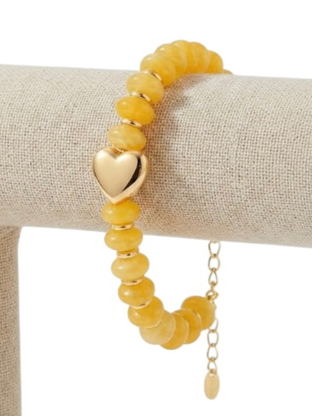 Boho Style Beaded Yellow/Gold Heart Adjustable Bracelet (NWT) - Picture 2 of 12
